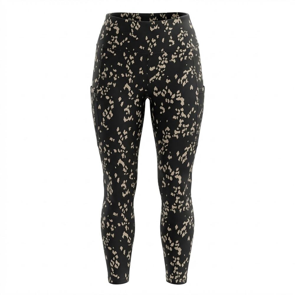 Lou & Grey Spotted Feel Good Zip Pocket Leggings Black White Women's Size M